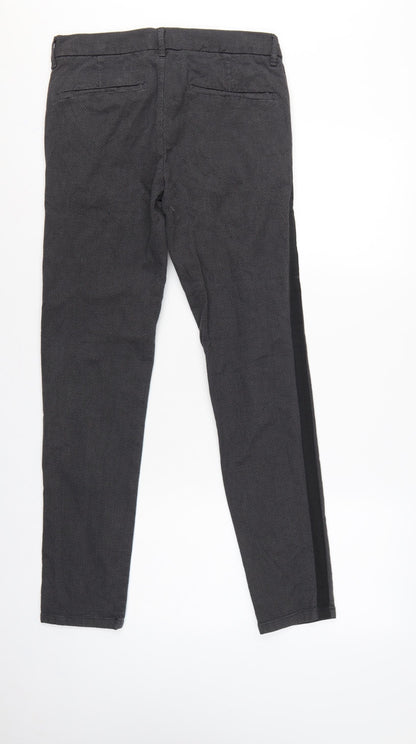 River Island Men’s Grey 28/32 Slim Tapered Side Stripe Trousers