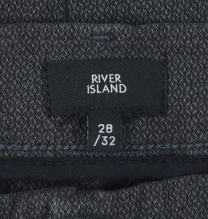 River Island Men’s Grey 28/32 Slim Tapered Side Stripe Trousers