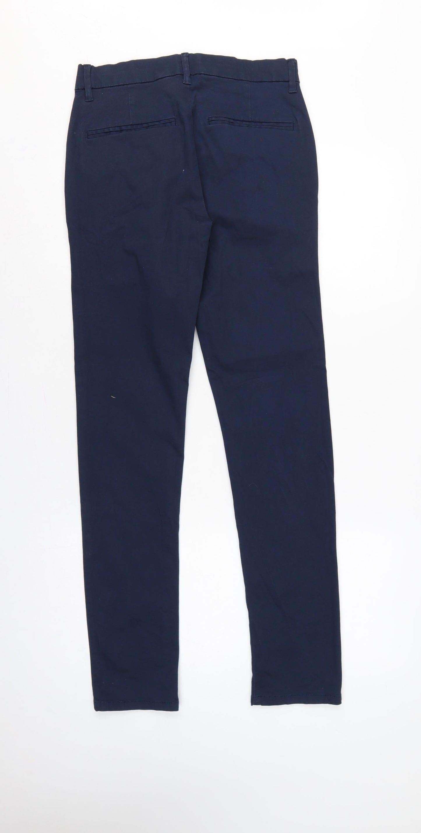 Topman Men's Navy W28 L32 Stretch Skinny Chino Trousers Cotton