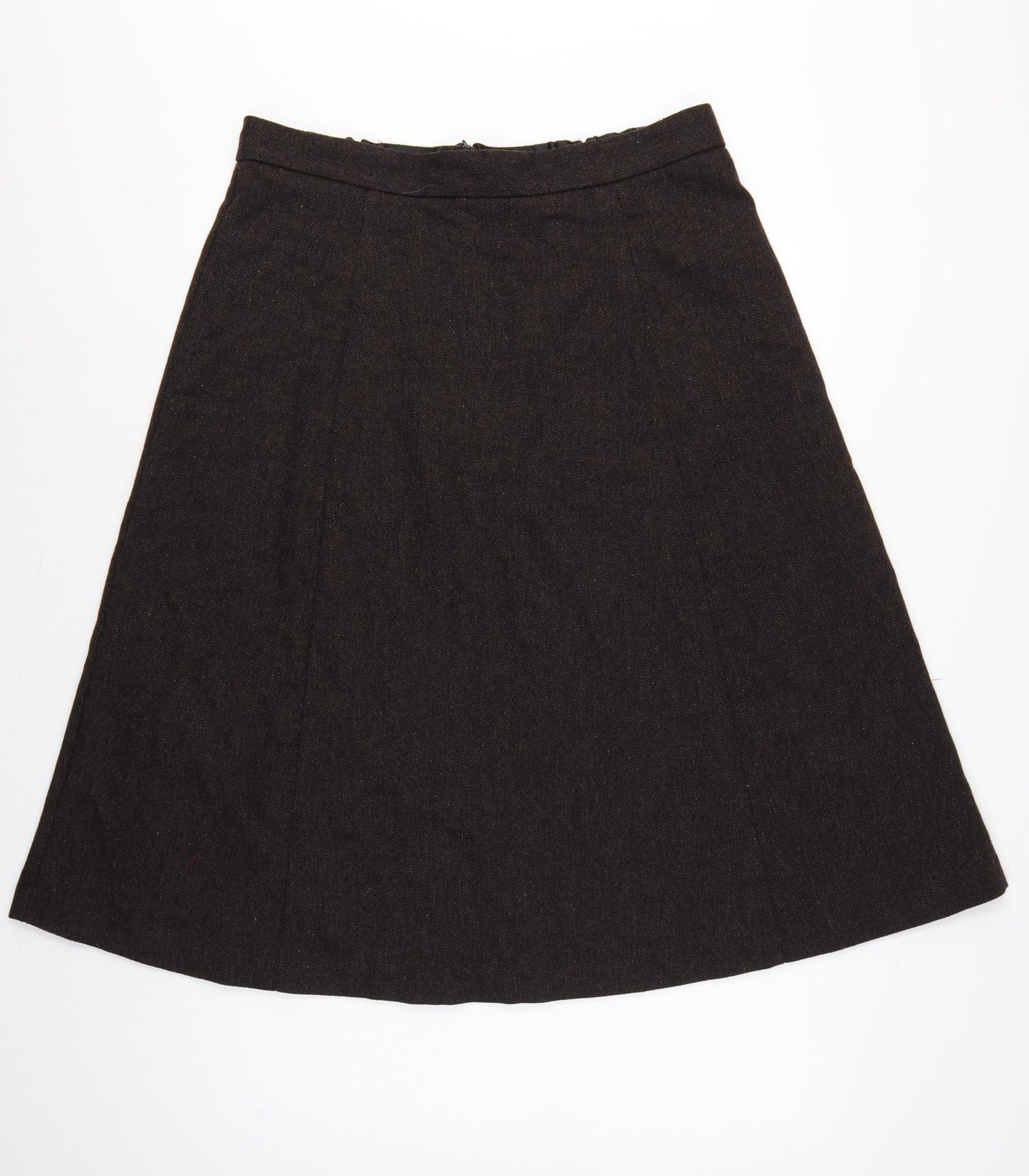 Marks & Spencer Women Brown UK 16 Long A-Line Wool Blend Skirt