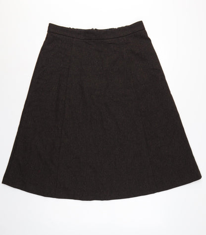 Marks & Spencer Women Brown UK 16 Long A-Line Wool Blend Skirt