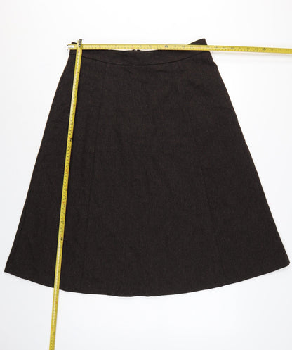 Marks & Spencer Women Brown UK 16 Long A-Line Wool Blend Skirt