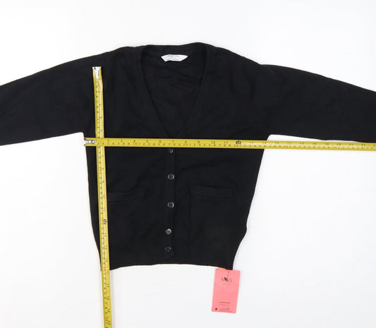 Marks & Spencer Girls Black 6-7 Years V-Neck Knit School Cardigan NWT