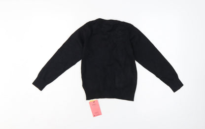 Marks & Spencer Girls Black 6-7 Years V-Neck Knit School Cardigan NWT
