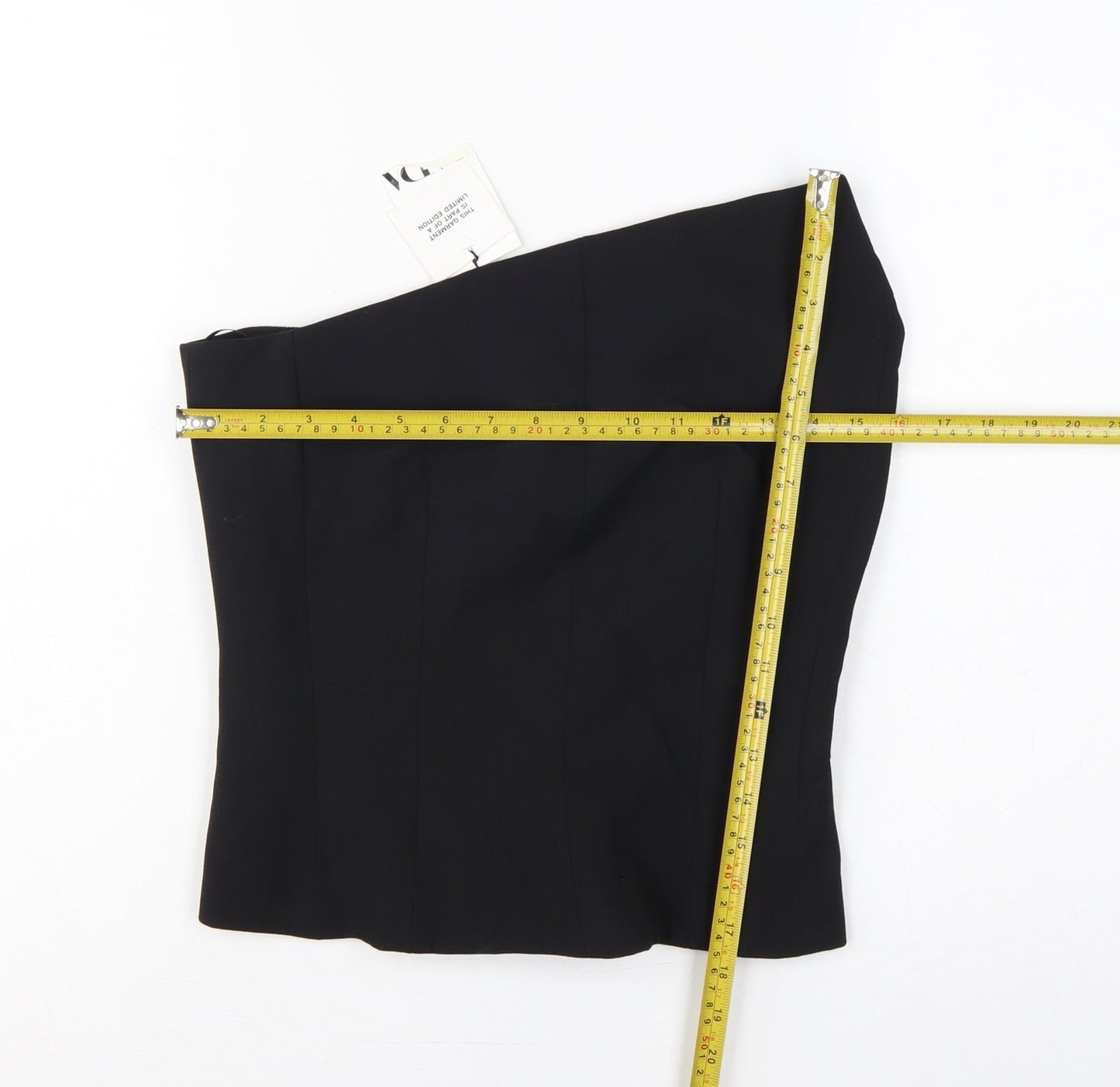 Zara Women Black M One Shoulder Wool Blend Lined Asymmetric Top