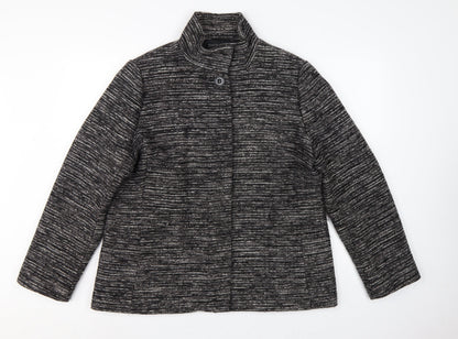 John Lewis Women’s Black Grey Tweed Jacket Size 18 Collared