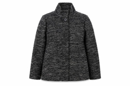 John Lewis Women’s Black Grey Tweed Jacket Size 18 Collared