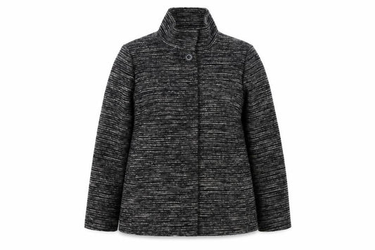 John Lewis Women’s Black Grey Tweed Jacket Size 18 Collared