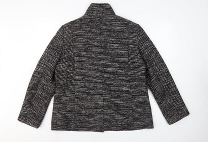 John Lewis Women’s Black Grey Tweed Jacket Size 18 Collared