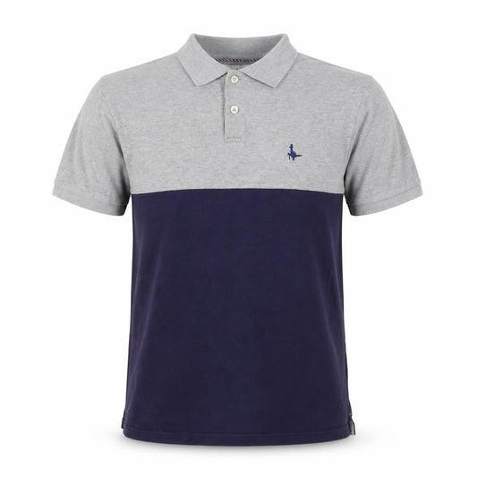 Jack Wills Men’s Grey Navy Colourblock Polo Shirt M Short Sleeve
