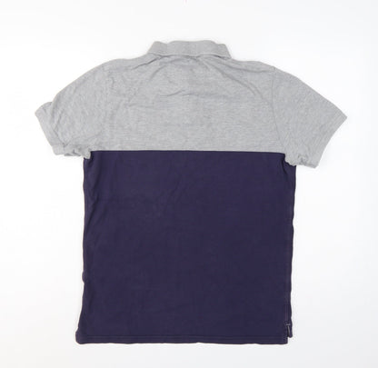 Jack Wills Men’s Grey Navy Colourblock Polo Shirt M Short Sleeve