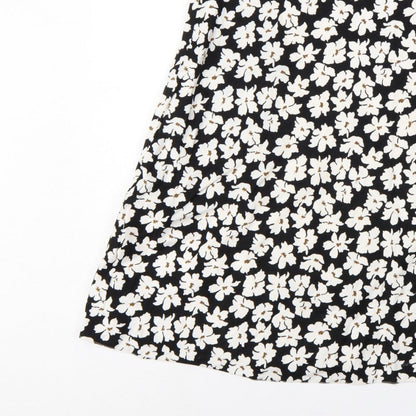 Cotswold Collections Women Black Floral A-Line Knee Length Skirt UK 16