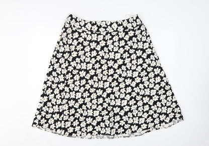 Cotswold Collections Women Black Floral A-Line Knee Length Skirt UK 16