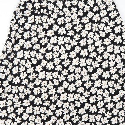 Cotswold Collections Women Black Floral A-Line Knee Length Skirt UK 16