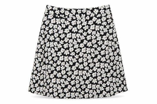 Cotswold Collections Women Black Floral A-Line Knee Length Skirt UK 16