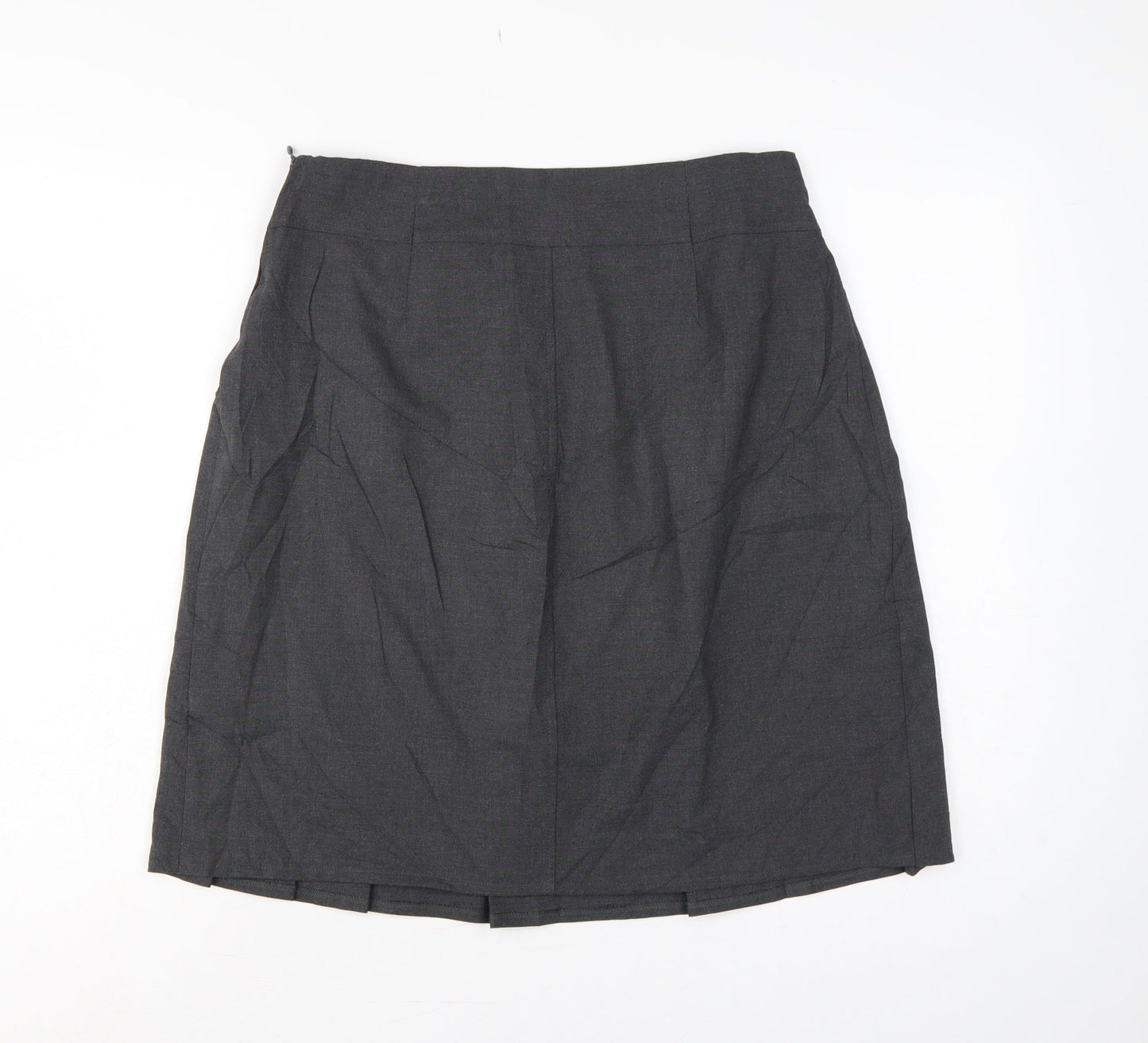 M&S Girls Grey School Pleated Skirt 15-16 Years Button Front NWT