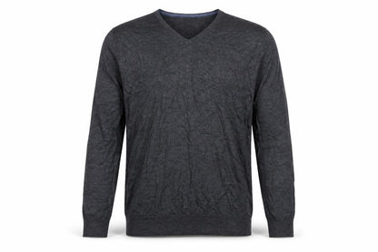 Marks & Spencer Men's Grey L Merino Wool V-Neck Pullover Jumper