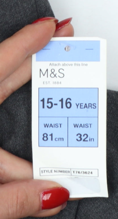 Marks & Spencer Boys Grey School Uniform Trousers 15-16 Years 32in Waist