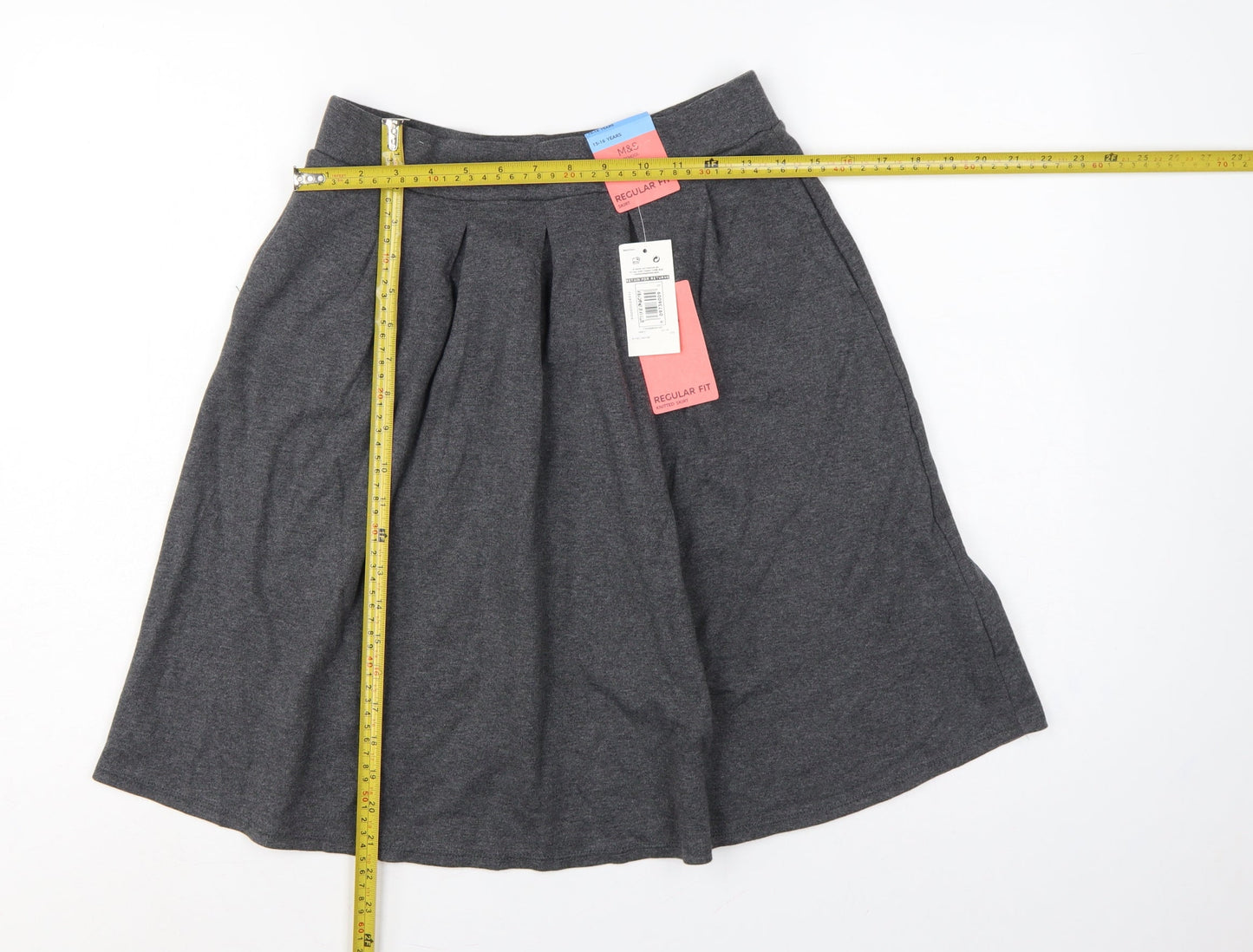 Marks and Spencer Girls Grey 15-16 Years Regular Fit School Uniform Skirt