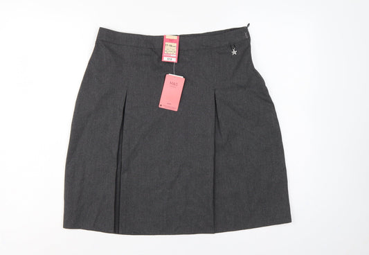 Marks & Spencer Girls Grey 17-18 Years Pleated School Uniform Skirt