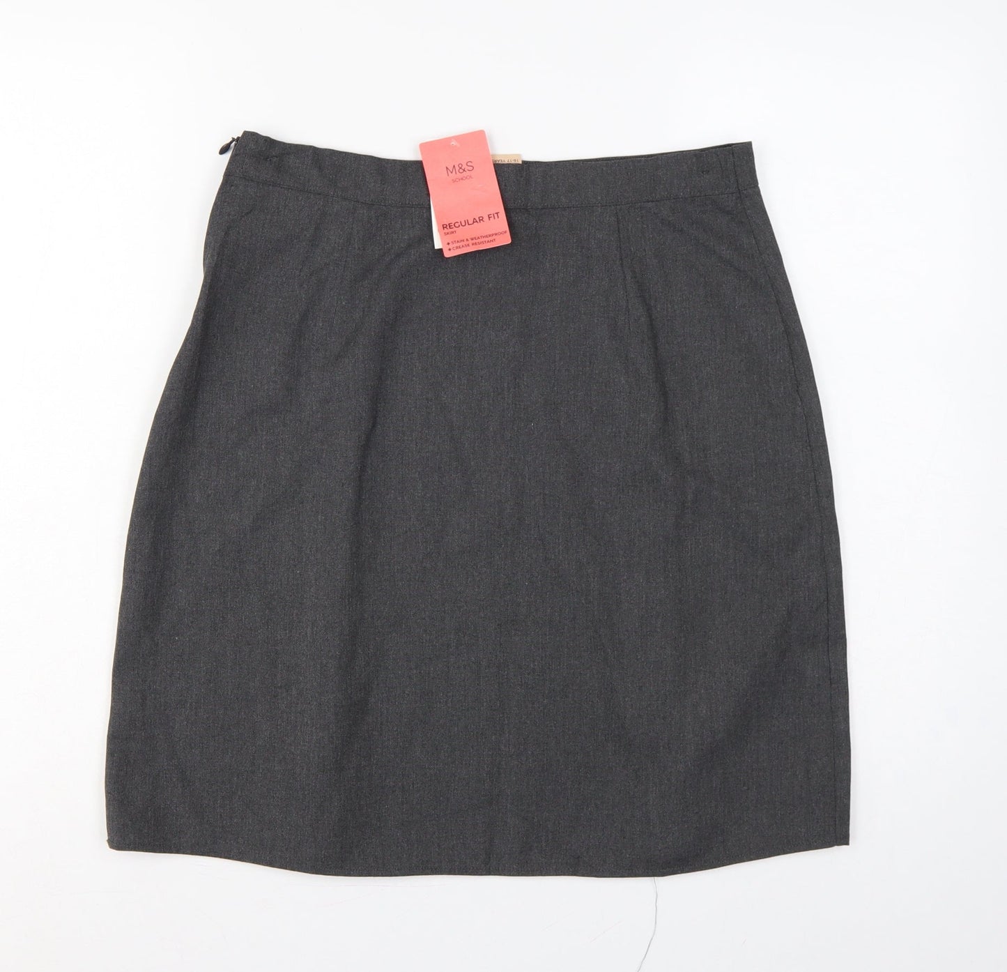 Marks and Spencer Girls Grey School Skirt 16-17 Years Regular Fit Pleated