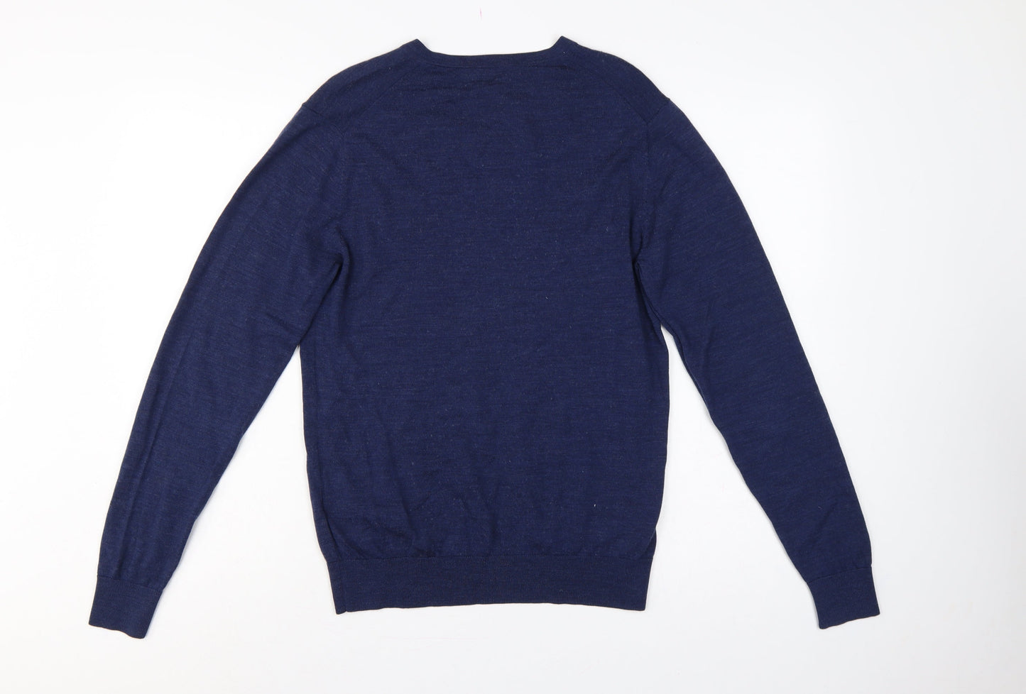 UNIQLO Men’s Blue S Pure New Wool V-Neck Pullover Jumper
