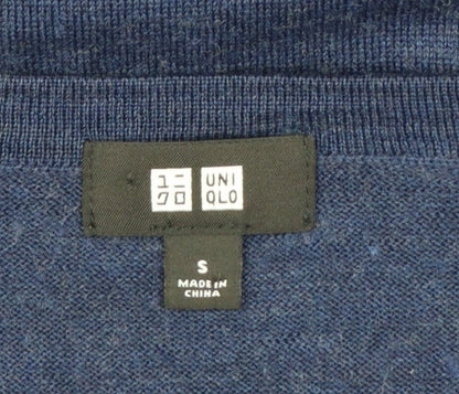 UNIQLO Men’s Blue S Pure New Wool V-Neck Pullover Jumper