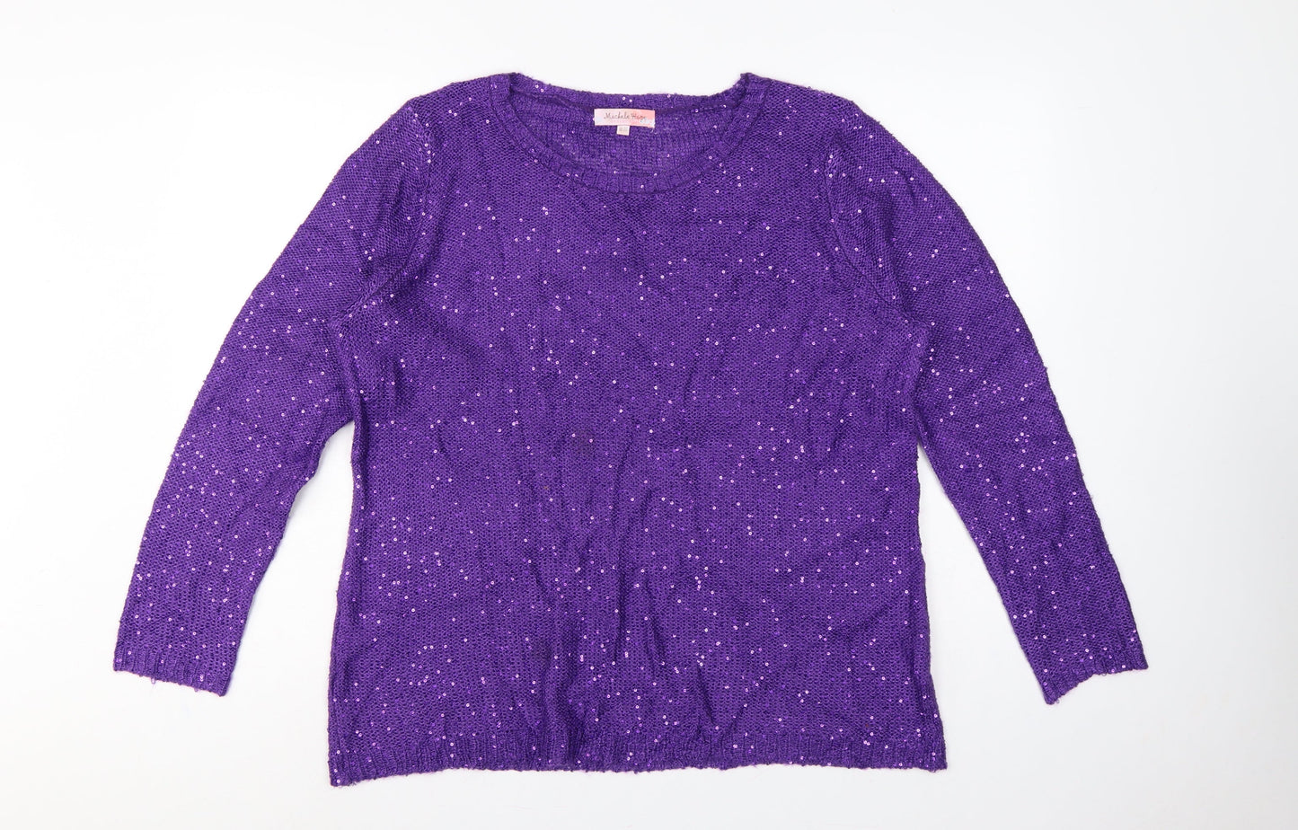 Michelle Hope Women’s Purple Sequin Knit Pullover Jumper UK 18/20