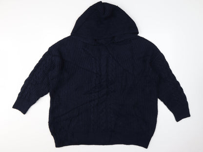 M&S Women’s Navy XL Cable Knit Roll Neck Heavyweight Jumper