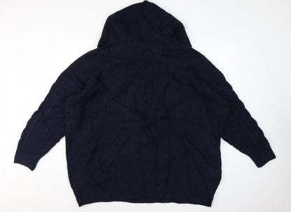 M&S Women’s Navy XL Cable Knit Roll Neck Heavyweight Jumper