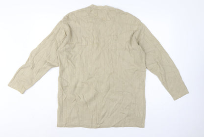Jaeger Women Beige M 100% Cashmere Ribbed Long Sleeve Pullover Jumper