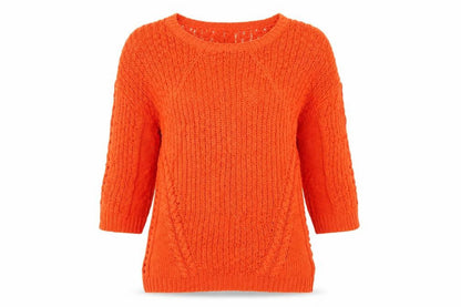 Per Una Weekend Women’s Orange UK 10 Cable Knit Round Neck Jumper