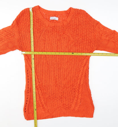 Per Una Weekend Women’s Orange UK 10 Cable Knit Round Neck Jumper