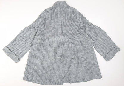 Bm Women Grey XL Rib Knit Button Cardigan with Pockets