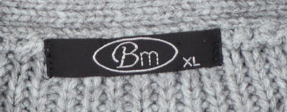 Bm Women Grey XL Rib Knit Button Cardigan with Pockets