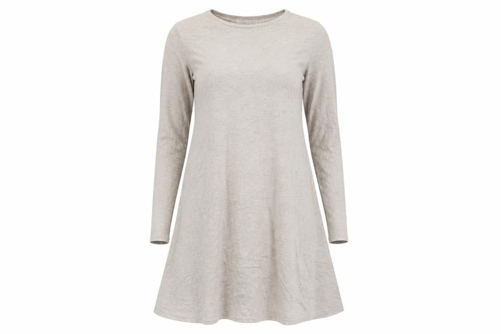 Grape London Women’s Beige L Swing Jersey Dress Long Sleeve
