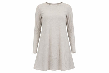 Grape London Women’s Beige L Swing Jersey Dress Long Sleeve