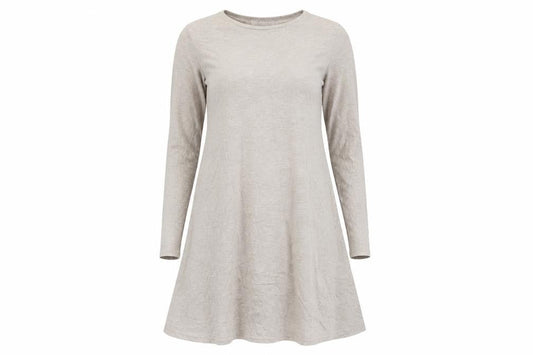 Grape London Women’s Beige L Swing Jersey Dress Long Sleeve