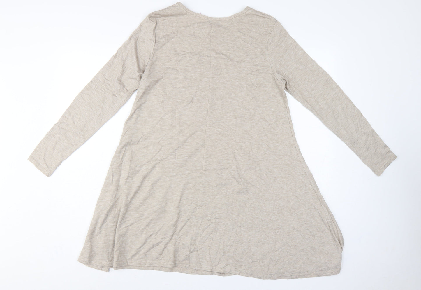 Grape London Women’s Beige L Swing Jersey Dress Long Sleeve