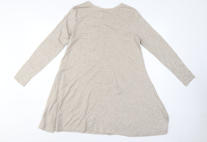 Grape London Women’s Beige L Swing Jersey Dress Long Sleeve