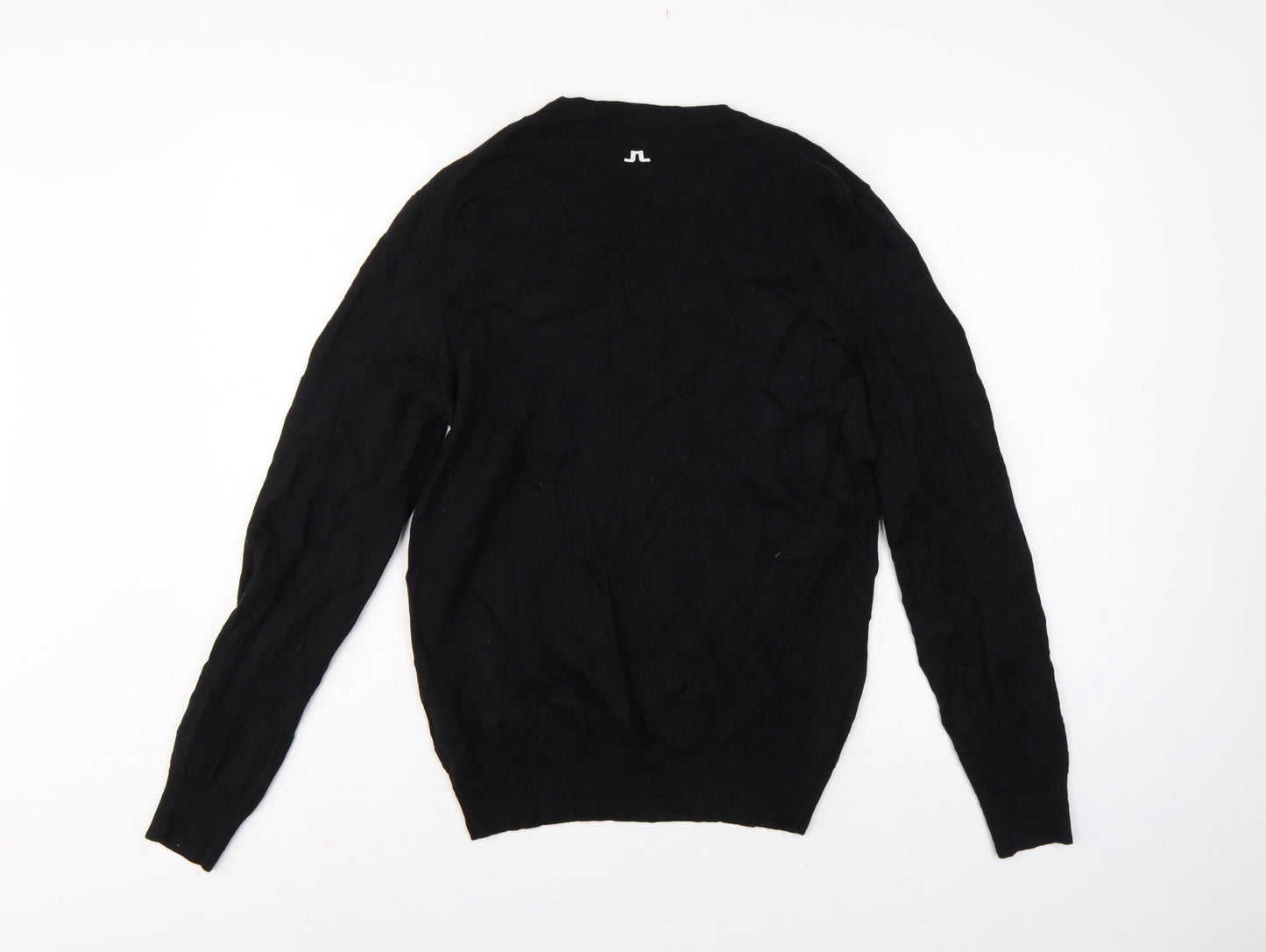 J.Lindeberg Men’s Black Merino Wool V-Neck Golf Jumper Large