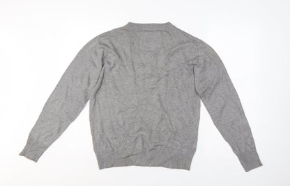 Abercrombie & Fitch Men Grey M Muscle Fit NY Logo Knit Jumper