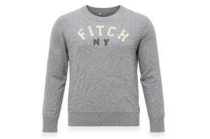 Abercrombie & Fitch Men Grey M Muscle Fit NY Logo Knit Jumper