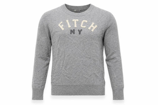 Abercrombie & Fitch Men Grey M Muscle Fit NY Logo Knit Jumper