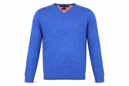 Tommy Hilfiger Men’s Blue S V-Neck Premium Cotton Logo Jumper