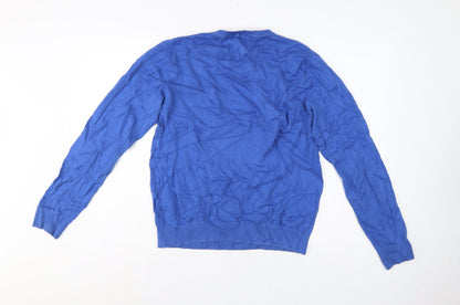Tommy Hilfiger Men’s Blue S V-Neck Premium Cotton Logo Jumper