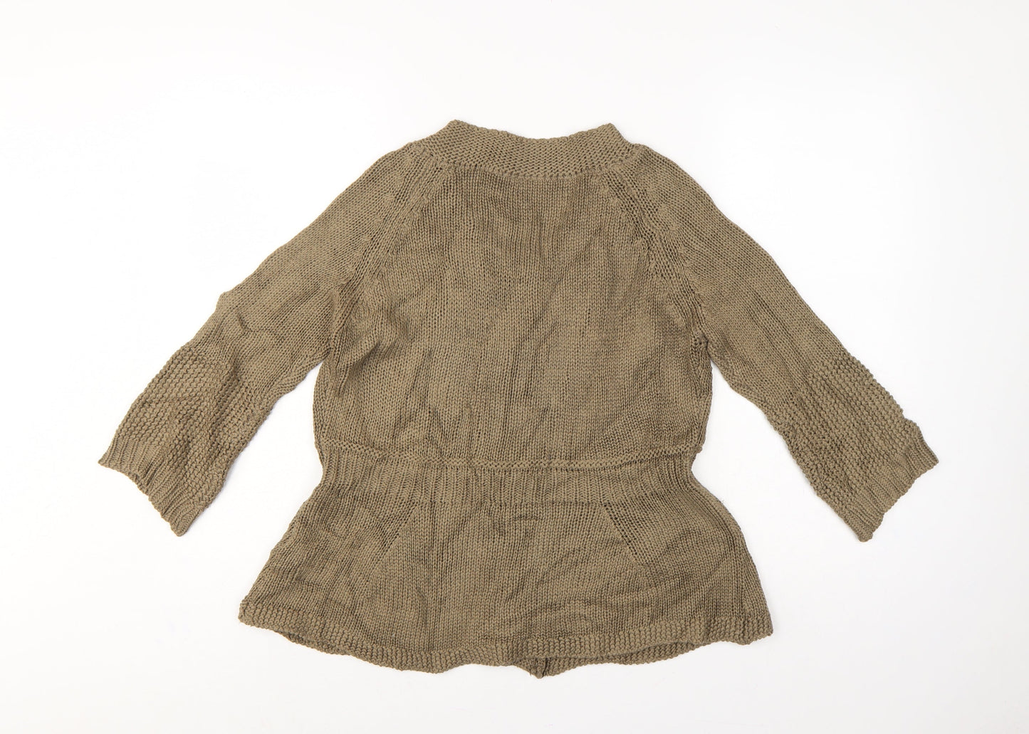 Marks & Spencer Women Beige UK 16 Cable Knit Button Cardigan Long Sleeve