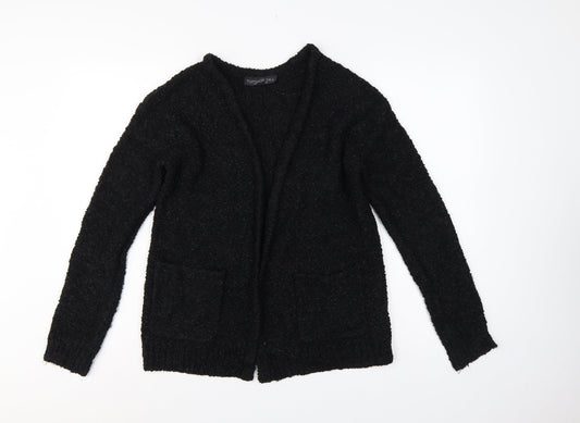 Topshop Tall Women’s Black Bouclé Knit Open Cardigan UK 10