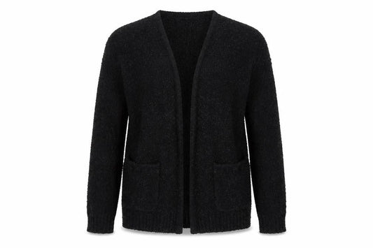 Topshop Tall Women’s Black Bouclé Knit Open Cardigan UK 10