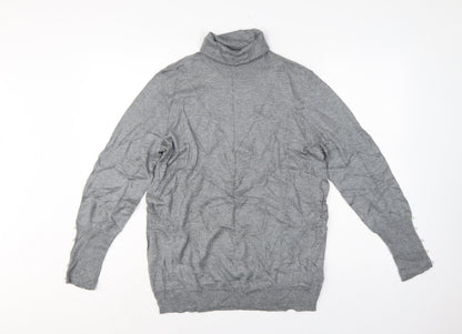 Damart Women Grey Roll Neck Pullover Jumper UK 16 Viscose Wool Knit